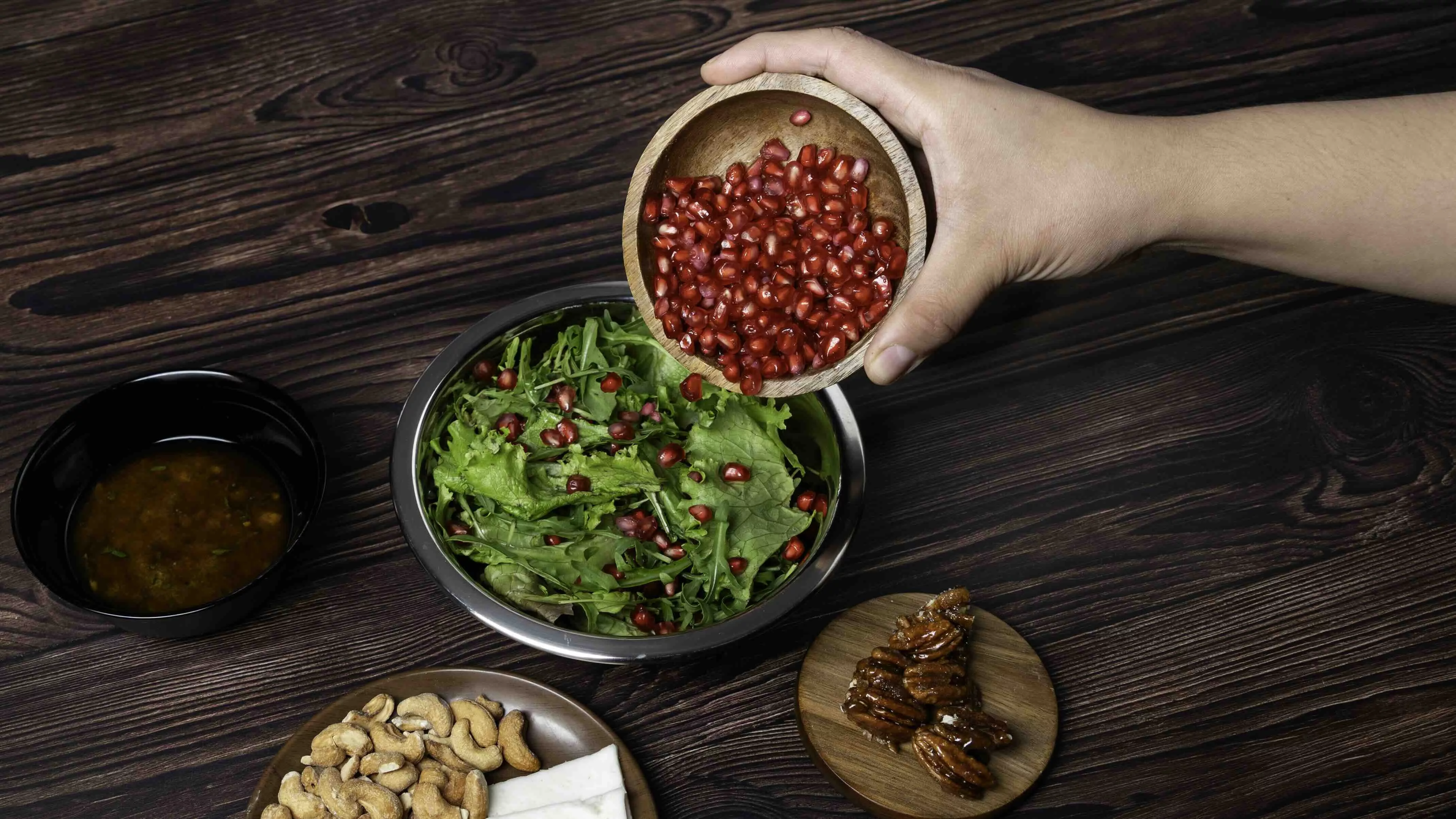 Pomegranate walnut and cheese salad 06