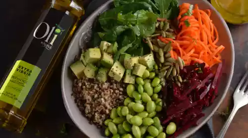 Beet, edamame and carrot salad