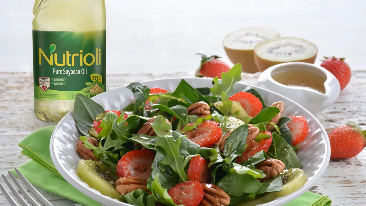 Arugula, kiwi, and strawberry salad