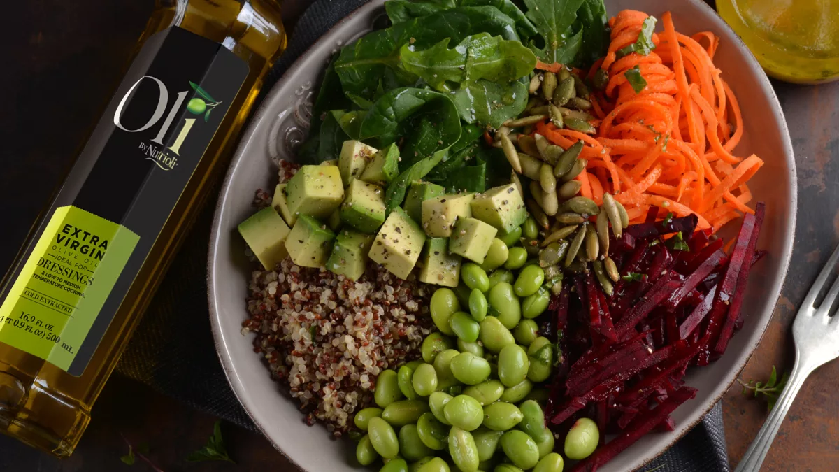 Beet, edamame and carrot salad