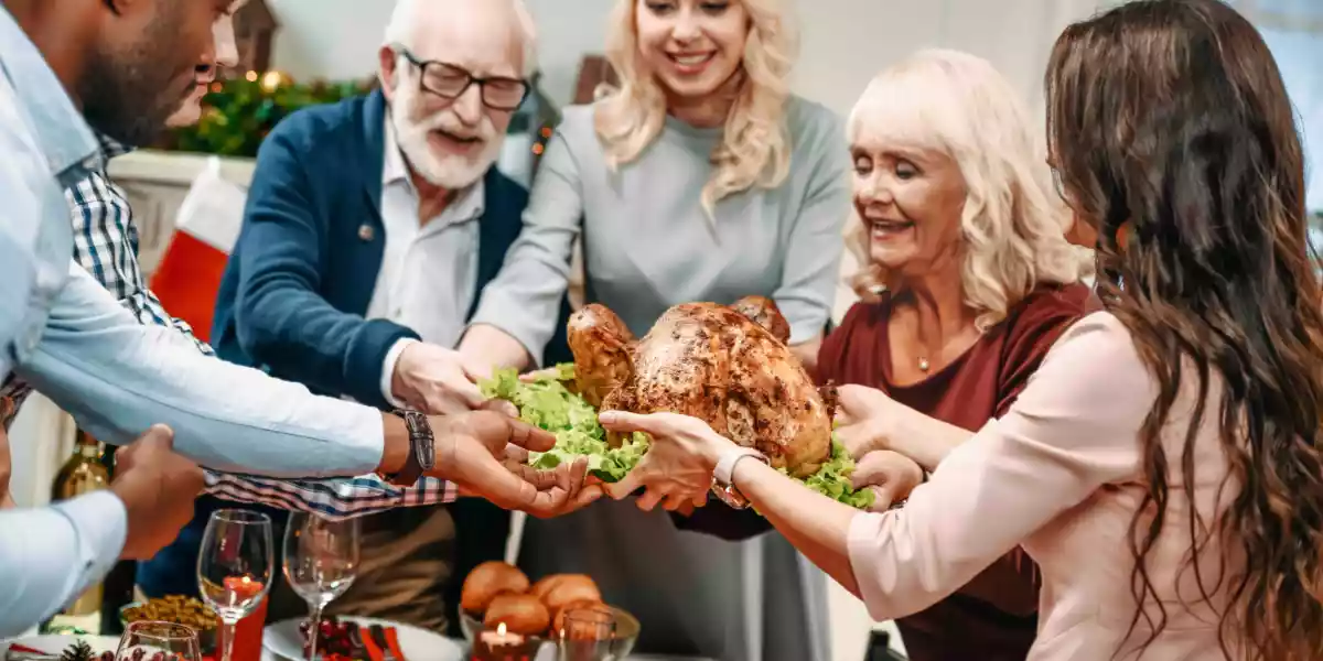 Family sharing a delicious and healthy Christmas turkey