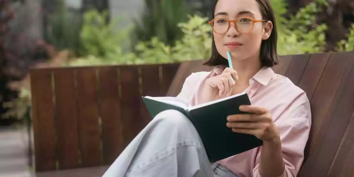 Woman planning her day after exercise