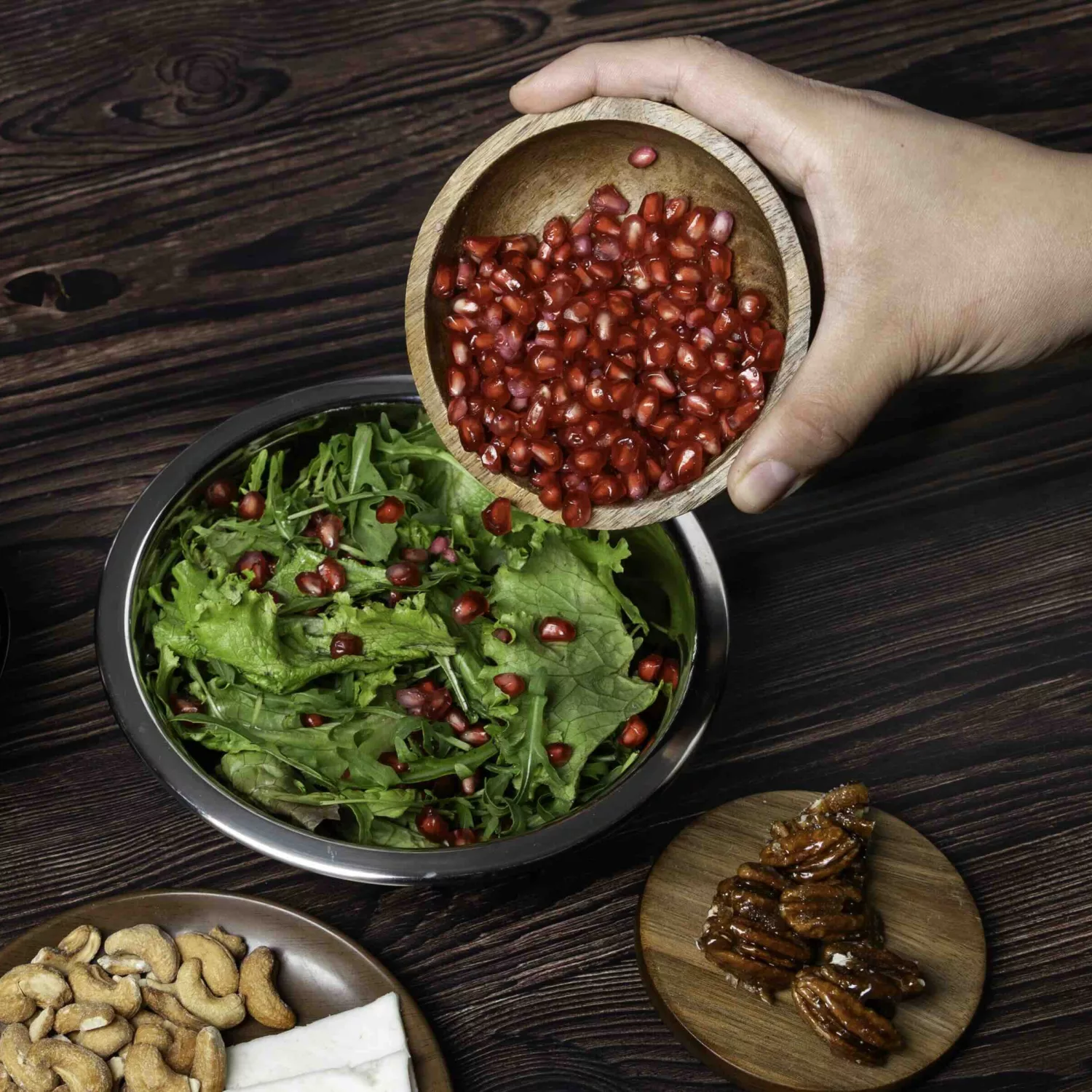 Pomegranate walnut and cheese salad 06