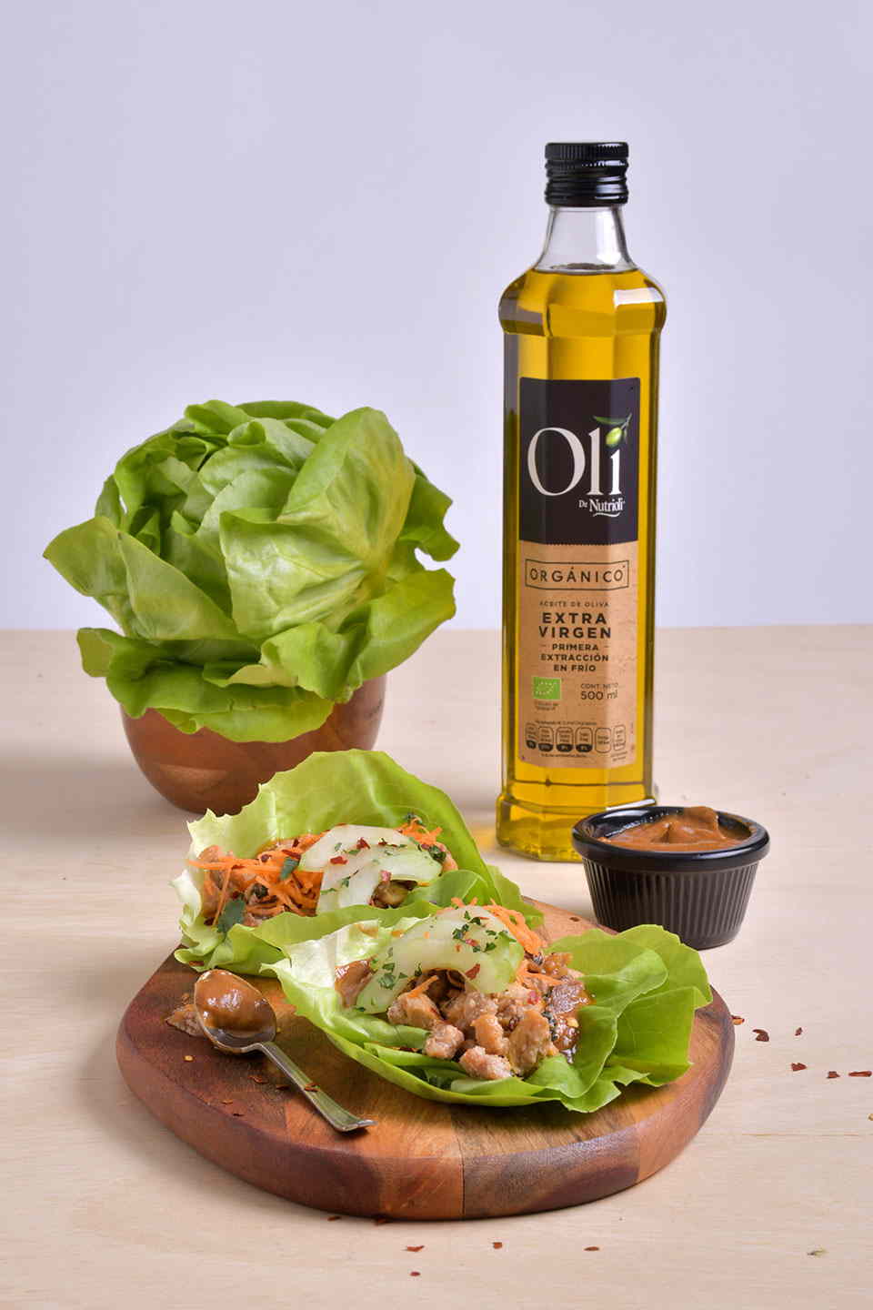 Receta - Tacos de lechuga con pollo teriyaki