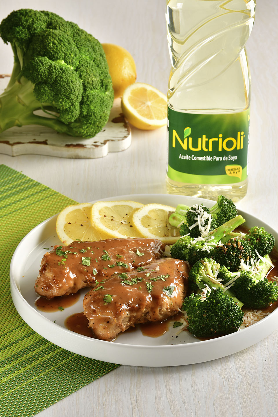 Receta - Pollo marinado con guarnición de brócoli