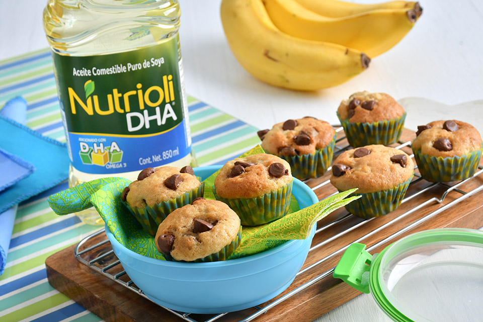 Arriba 83+ imagen receta de muffins de platano con chispas de chocolate Abzlocal.mx